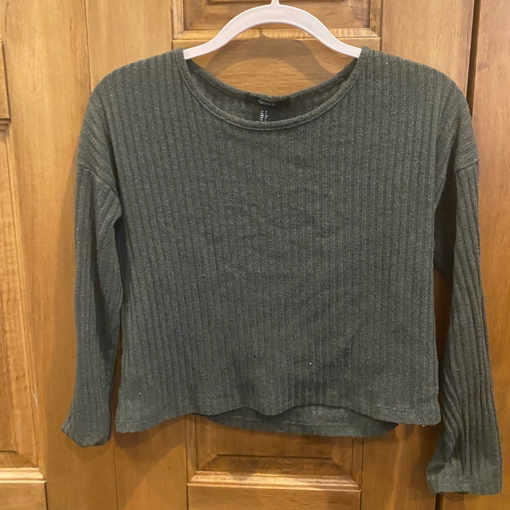 Olive green cropped sweater